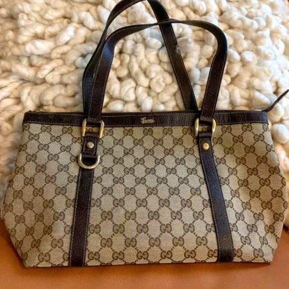 Gucci Handbags - GUCCI💃AUTHENTIC SIGNATURE GG WEB ABBEY TOTE